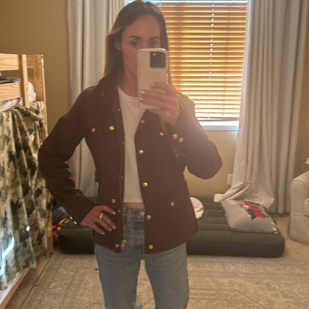 J. Crew The Downtown Field Jacket Waxed Cotton M Burgandy - Picture 4 of 5